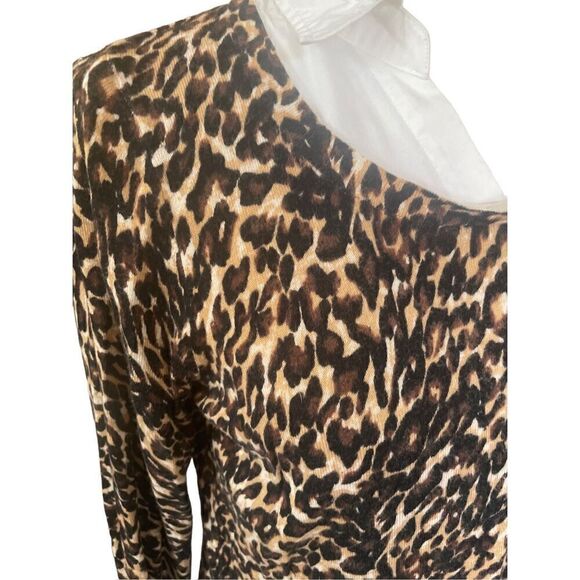 Faded Glory Animal Print Full Collar Lightweight Long Sleeve Blouse Size Large-E - Picture 7 of 8